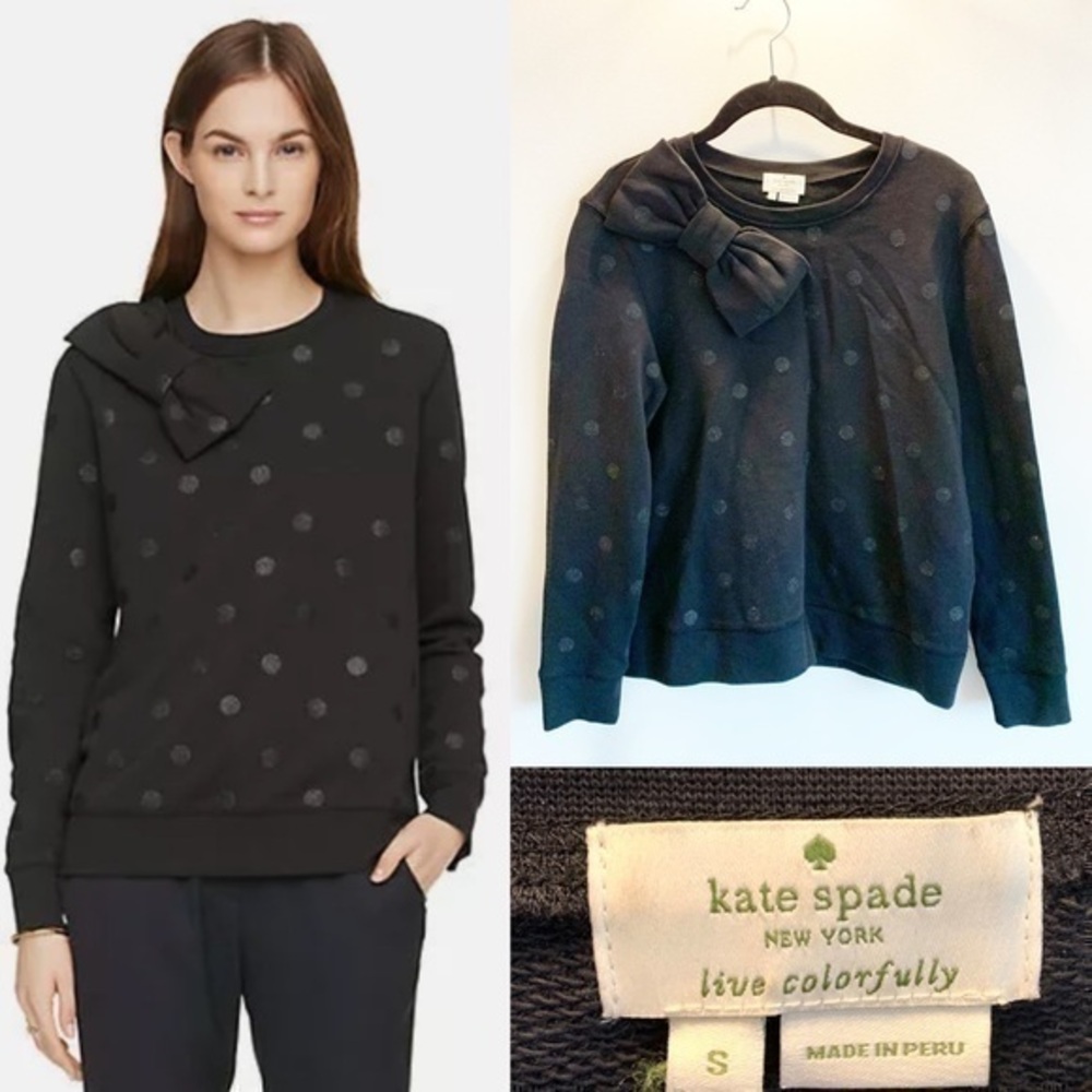 KATE SPADE NEW YORK Glitter Dot Bow Sweatshirt in Size Small